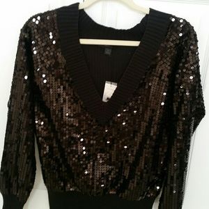Express Black Sequin Sweater - Size M